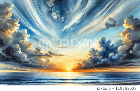 夕暮れの砂浜 119565035