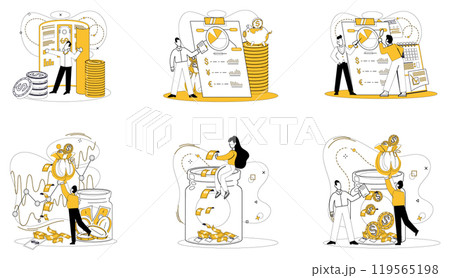 Money management vector illustration. The currency trust circulates seamlessly in economic marketplace, driven by effective money management Personal finance journeys through pathways money 119565198