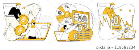 Bitcoin trading vector illustration. Investment, seed prosperity, grows in fertile soil cryptocurrency, yielding harvest financial success Finance, navigator, charts course through volatile waters Bitcoin trading vector illustration. Investment, seed prosperity, grows in fertile soil cryptocurrency, yielding harvest financial success Finance, navigator, charts course through volatile waters 119565234