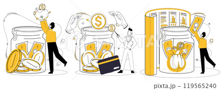 Money management vector illustration. Technology conducts orchestra, and money management principles are musical notes shaping melody Currency flows seamlessly through veins economy when guided 119565240