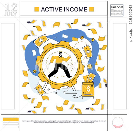 Income vector illustration. Wealth accumulates like treasures gathered on journey financial discovery Saving is art preserving resources for canvas future opportunities Budgeting is roadmap guiding 119565242
