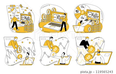 Bitcoin trading vector illustration. Digital, brushstroke, paints masterpiece financial innovation, creating canvas digital currency Financial, heartbeat, pulses through veins cryptocurrency, powering 119565243