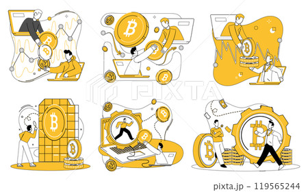 Bitcoin mining vector illustration. Extract, essence, as Bitcoin mining extracts value from virtual realm to tangible world Cryptocurrency mining, exploration, charts new territories in economic Bitcoin mining vector illustration. Extract, essence, as Bitcoin mining extracts value from virtual realm to tangible world Cryptocurrency mining, exploration, charts new territories in economic 119565244