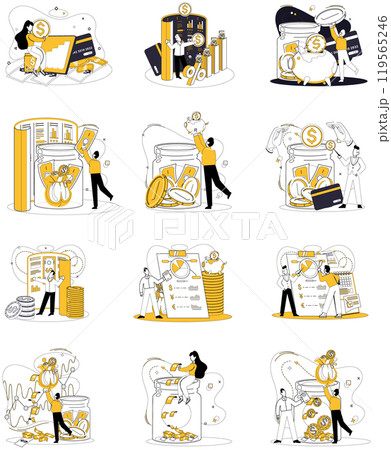 Money management vector illustration. Money management is seed financial growth, blossoming into trees economic prosperity Technology conducts orchestra, and money management principles are musical 119565246