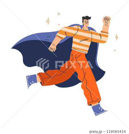 Man Superhero Character Wearing Cloak Have Super Power Vector Illustration Man Superhero Character Wearing Cloak Have Super Power Vector Illustration 119565414