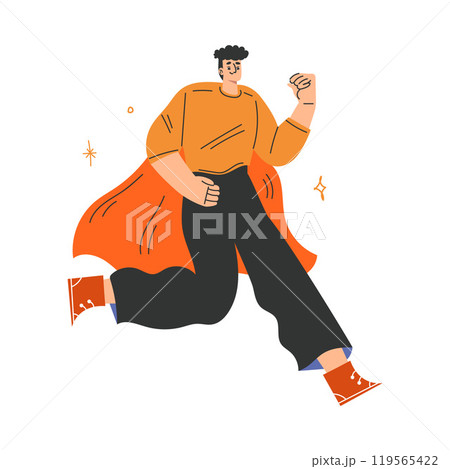 Man Superhero Character Wearing Cloak Have Super Power Vector Illustration Man Superhero Character Wearing Cloak Have Super Power Vector Illustration 119565422