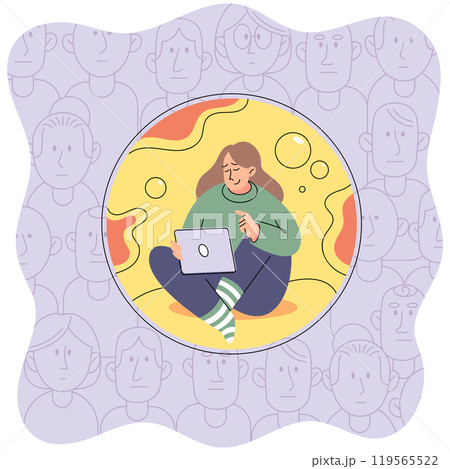 Personal space vector illustration. Creating safe zone within our personal space helps us feel secure and protected Public spaces often require different level personal space compared to private Personal space vector illustration. Creating safe zone within our personal space helps us feel secure and protected Public spaces often require different level personal space compared to private 119565522