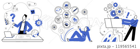 Operational efficiency vector illustration. Increase in productivity is golden path leading to treasure chest operational efficiency Operative control is captain steering ship business 119565541