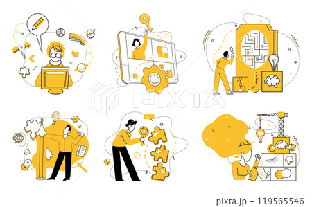 Thought experiment vector illustration. Success flourishes where contemplation and strategy converge in realm thought experiments The thought experiment concept acts as guiding star in ship Thought experiment vector illustration. Success flourishes where contemplation and strategy converge in realm thought experiments The thought experiment concept acts as guiding star in ship 119565546