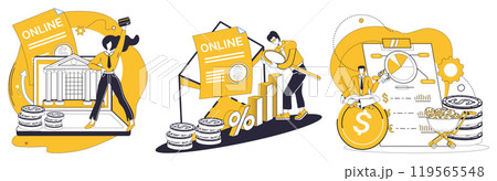 Mobile banking vector illustration. In digital ballet transactions, mobile banking pirouettes gracefully as lead dancer The internet becomes playground for financial ballet by mobile banking 119565548