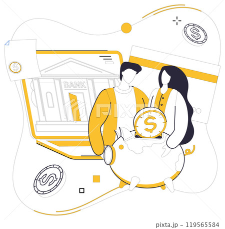 Mobile banking vector illustration. Economy and technology converge in harmonious dance orchestrated by mobile banking Money travels at speed light in vast landscape mobile banking services 119565584