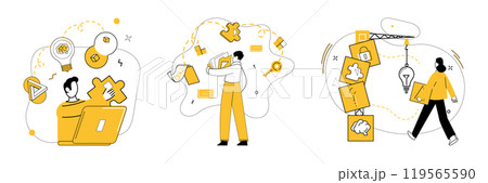 Thought experiment vector illustration. The thought experiment concept acts as guiding star in ship intellectual exploration Analyzing and contemplating lead to innovative decisions born 119565590