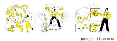 Thought experiment vector illustration. Contemplation and brainstorming are dynamic winds steering ship thought exploration The thought experiment concept is crucible where knowledge 119565648