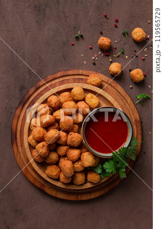 Chicken popcorn, deep fried, nuggets, close-up, rustic, no people, Chicken popcorn, deep fried, nuggets, close-up, rustic, no people, 119565729