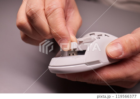 white new wireless computer mouse flat lay with led lights white new wireless computer mouse flat lay with led lights 119566377