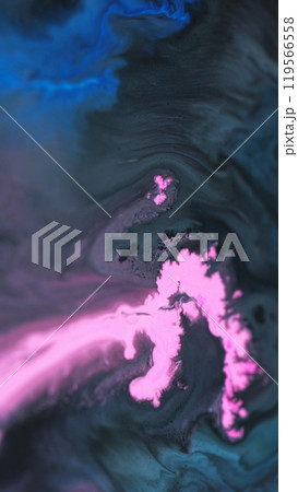 Neon paint blend. Acrylic spill. Blur pink purple blue color glowing ink liquid emulsion wave flow fantasy dark abstract art background. Neon paint blend. Acrylic spill. Blur pink purple blue color glowing ink liquid emulsion wave flow fantasy dark abstract art background. 119566558