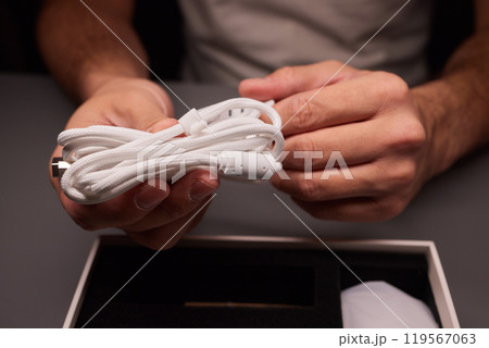 Cable to connect USB Type C devices to the USB port on your computer or laptop. accessories and gadgets for office and home appliances and electronics. 119567063