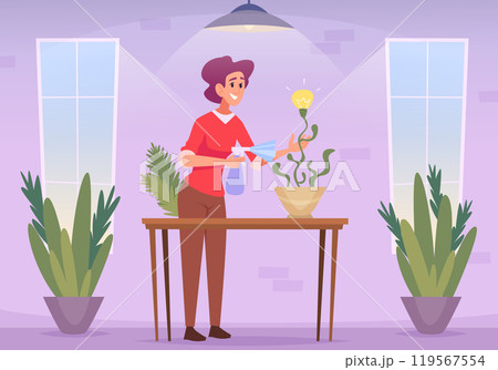 Creative minds. People thinking about different things mind map structures of creative persons exact vector cartoon background 119567554