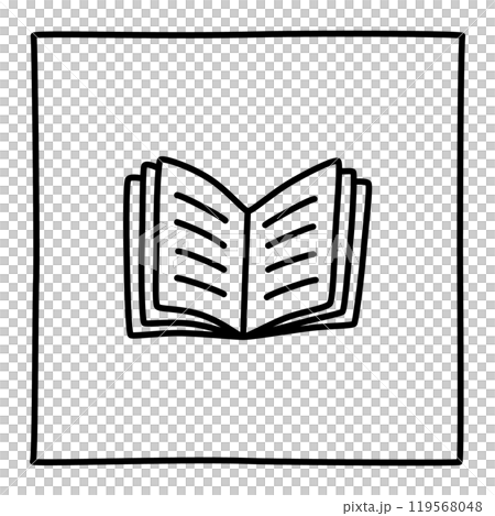 Doodle book icon freehand drawn with thin line in minimalistic style Doodle book icon freehand drawn with thin line in minimalistic style 119568048