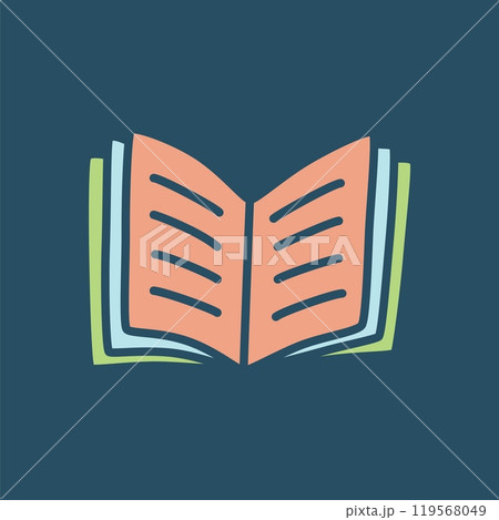 Doodle book icon hand drawn in minimalistic style. Knowledge symbol 119568049