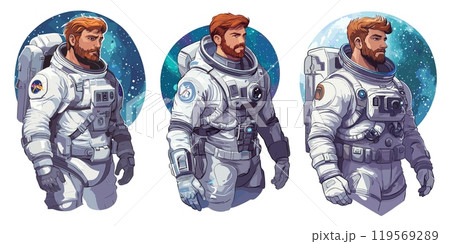 Astronaut characters. Male brutal person in...のイラスト素材 [119569289] - PIXTA