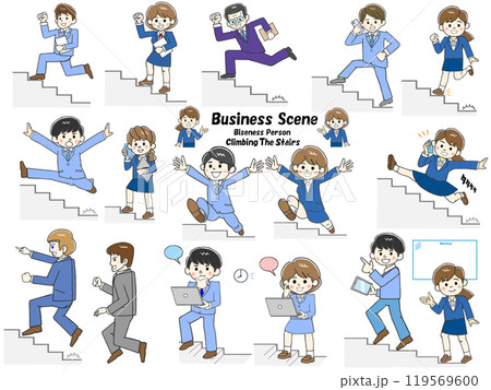 階段を登るビジネスパーソン色々セット 階段を登るビジネスパーソン色々セット 119569600