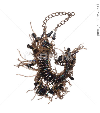 Precious jewel bead style necklet fly in air. Precious Jewelry bead necklace as gemstone for fashion ornament decorative items. Fashion ornament necklace to add more style. White background isolated Precious jewel bead style necklet fly in air. Precious Jewelry bead necklace as gemstone for fashion ornament decorative items. Fashion ornament necklace to add more style. White background isolated 119570631