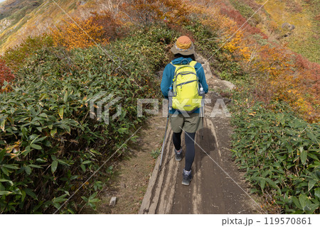 登山をする女性 登山をする女性 119570861