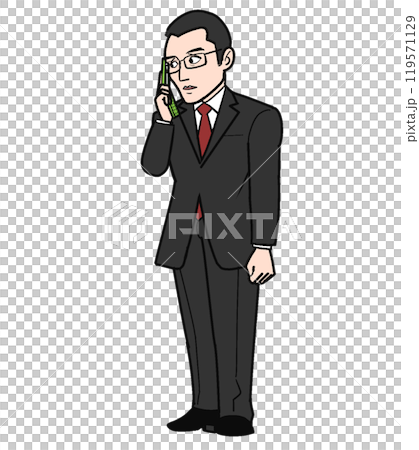 ガラケーで話すビジネスマン 119571129