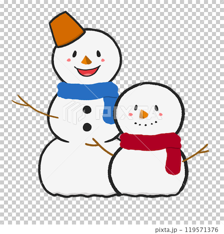 三段雪だるまと雪だるまのイラスト素材 [119571376] - PIXTA