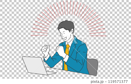 一名商人在電腦前打拳 一名商人在電腦前打拳 119571377