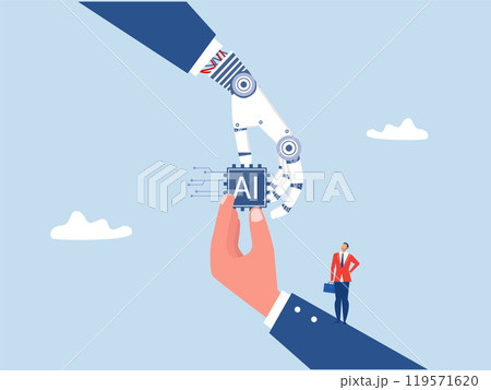 Artificial Intelligence And Robot Hand And Businessman Hand Partners robot machine and human cooperation Contract with cyborg future investment vector illustrator Artificial Intelligence And Robot Hand And Businessman Hand Partners robot machine and human cooperation Contract with cyborg future investment vector illustrator 119571620