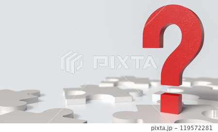 The red question mark and white jigsaw for Business concept 3d rendering. 119572281