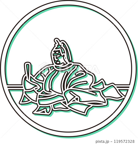 カラーシャドウシンプル円形百人一首　前中納言匡房 119572328