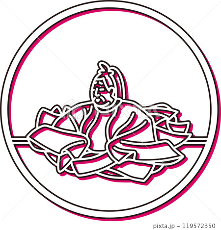 カラーシャドウシンプル円形百人一首　崇徳院 119572350