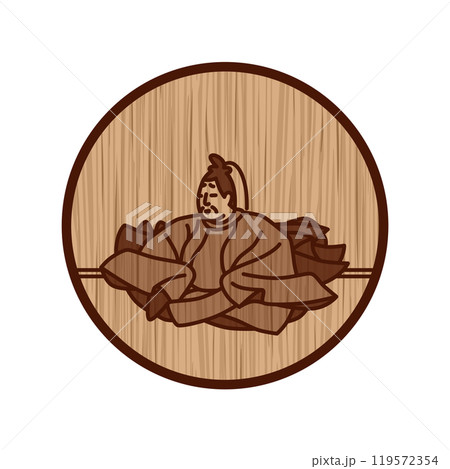 木彫りシンプル円形百人一首 崇徳院 木彫りシンプル円形百人一首 崇徳院 119572354