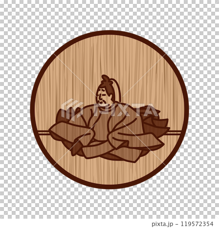 木彫りシンプル円形百人一首 崇徳院 木彫りシンプル円形百人一首 崇徳院 119572354