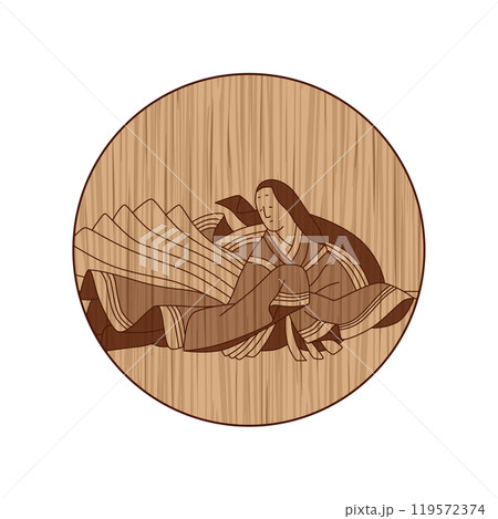 木彫り円形百人一首　待賢門院堀河 119572374