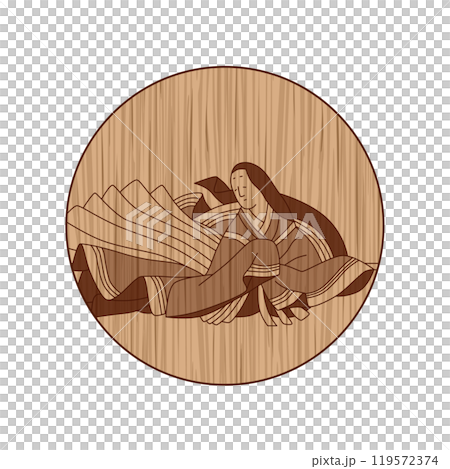 木彫り円形百人一首　待賢門院堀河 119572374