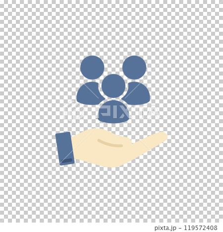 Multiple people and palm flat icon (blue) Multiple people and palm flat icon (blue) 119572408