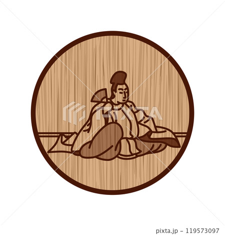 木彫りシンプル円形百人一首　藤原清輔朝臣 119573097