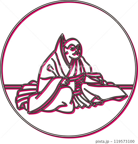 カラーシャドウ円形百人一首　俊恵法師 119573100