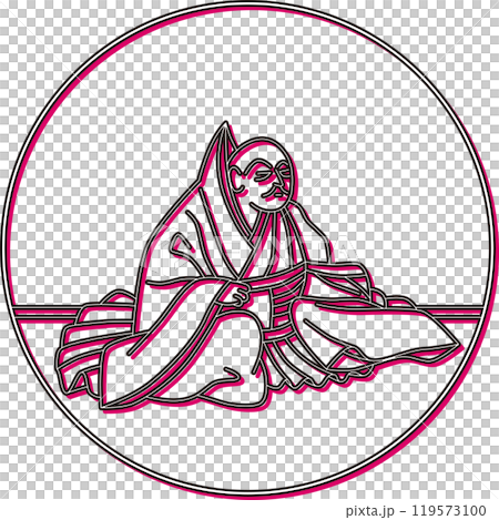 カラーシャドウ円形百人一首　俊恵法師 119573100