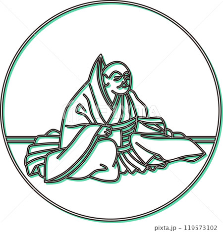 カラーシャドウ円形百人一首　俊恵法師 119573102