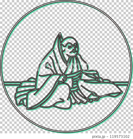 カラーシャドウ円形百人一首　俊恵法師 119573102