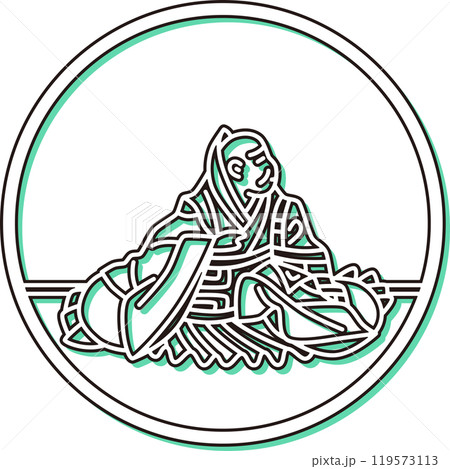 カラーシャドウシンプル円形百人一首　寂蓮法師 119573113