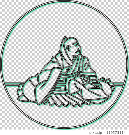 カラーシャドウ円形百人一首　寂蓮法師 119573114