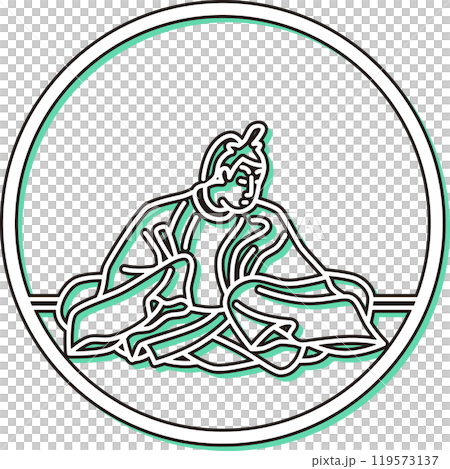 カラーシャドウシンプル円形百人一首　後京極摂政前太政大臣 119573137