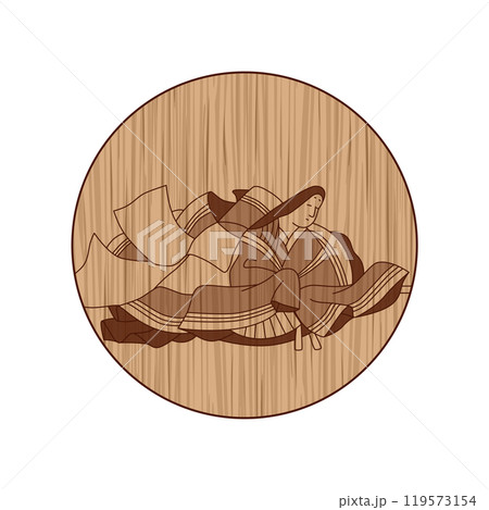 木彫り円形百人一首　二条院讃岐 119573154