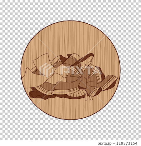 木彫り円形百人一首　二条院讃岐 119573154